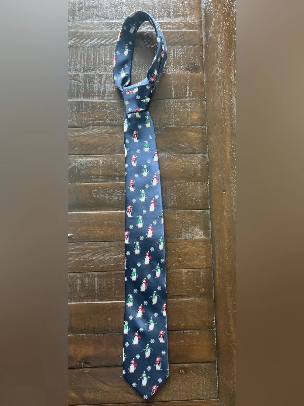 Hallmark Holiday Traditions Men’s Penguin Christmas Tie Navy Novelty Necktie